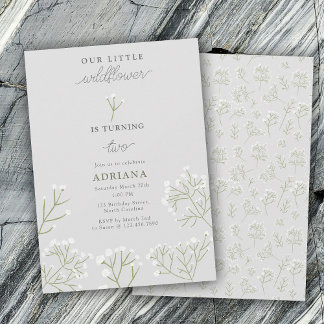 Atempause Wasserfarbe Gypsophila Mädchen Geburtsta Einladung