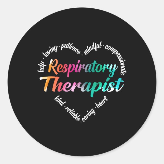 Atemtherapeut "He Word Cloud Watercolor Rai" Runder Aufkleber (Vorderseite)