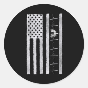 Atemtherapeut Lung Heartbeat American Flag Runder Aufkleber