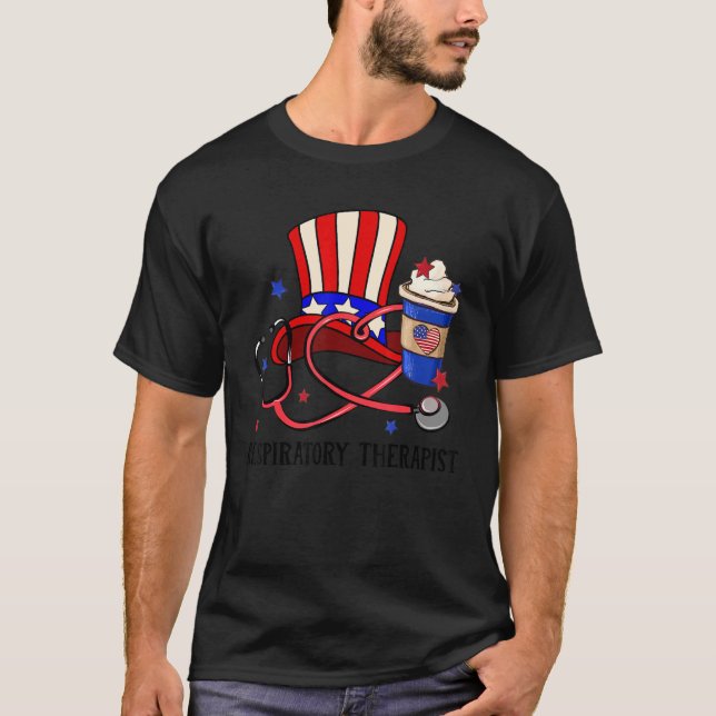Atemtherapeut Usa Cup Uncle Sam Hat Stetho T-Shirt (Vorderseite)