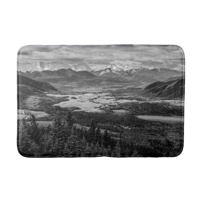 Athabasca Lookout, monochrome Landschaftsfotografi Badematte (Vorderseite)