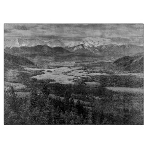 Athabasca Lookout, monochrome Landschaftsfotografi Schneidebrett