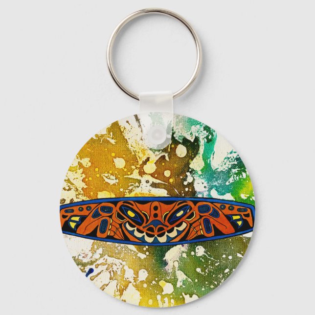 Athabascan Totem von Michael Moffa Schlüsselanhänger (Vorderseite)