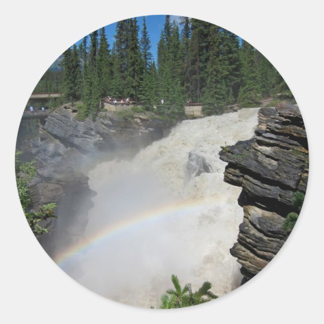 Athabaska fällt in den Rockies Runder Aufkleber (Vorderseite)