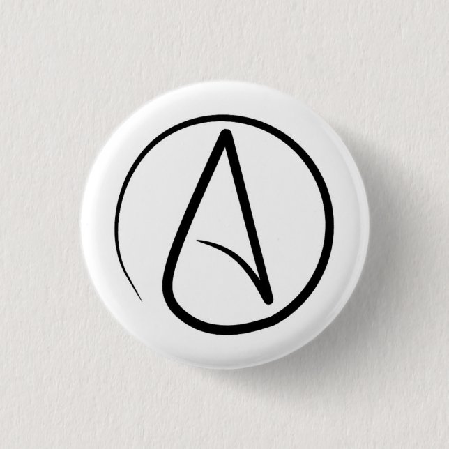 Atheismus-Symbol: schwarz auf weiß Button (Vorderseite)
