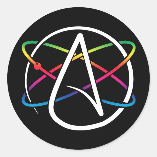 Atheist Atom Rainbow Runder Aufkleber (Vorderseite)