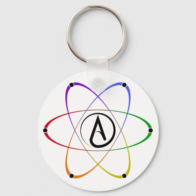 Atheist Atom Symbol Rainbow Black Schlüsselanhänger (Vorderseite)