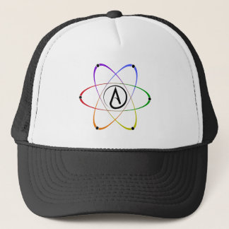 Atheist Atom Symbol Rainbow Black Truckerkappe