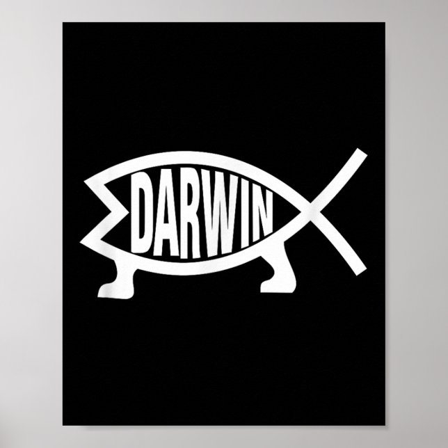 Atheist Charles Darwin Evolutionstheorie Fisch  Poster (Vorne)