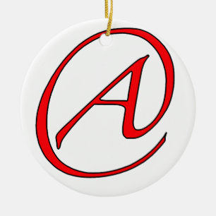 Atheist ein Rot auf weißer Verzierung Keramikornament