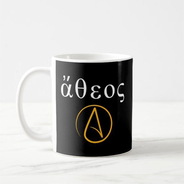 Atheist griechischer Alphabet-Antireligiös-Atheism Kaffeetasse (Links)