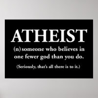 Atheist: jemand, der an einen weniger Gott glaubt