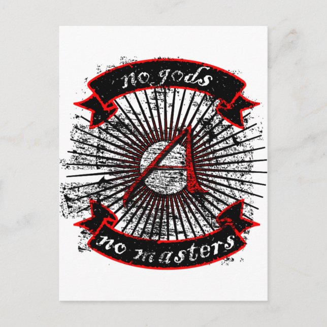 Atheist keine Götter, keine Meister Postkarte (Vorderseite)