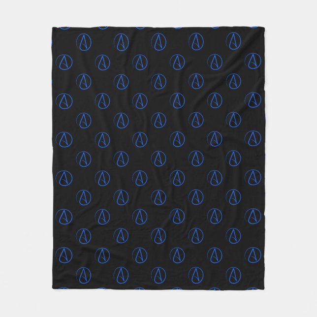 Atheist-Symbol: blau auf schwarz Fleecedecke (Vorderseite)