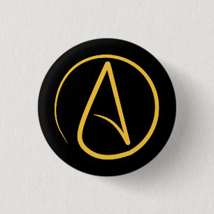 Atheist-Symbol: gelb auf schwarz Button