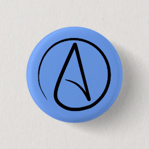 Atheist-Symbol: schwarz auf hellblau Button
