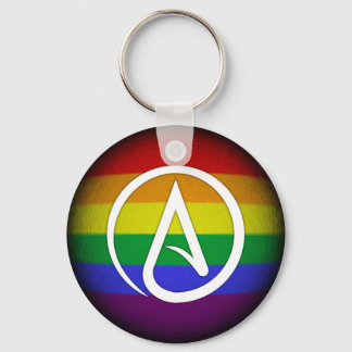 Atheist Symbol über Rainbow Schlüsselanhänger