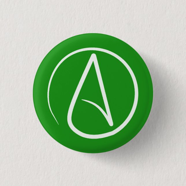 Atheist-Symbol: weiß auf grün Button (Vorderseite)