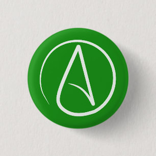 Atheist-Symbol: weiß auf grün Button