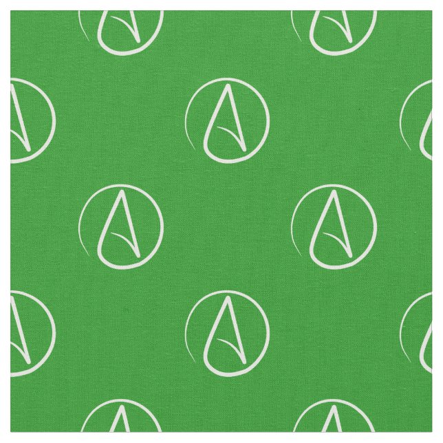 Atheist-Symbol: weiß auf grün Stoff (Nahaufnahme)