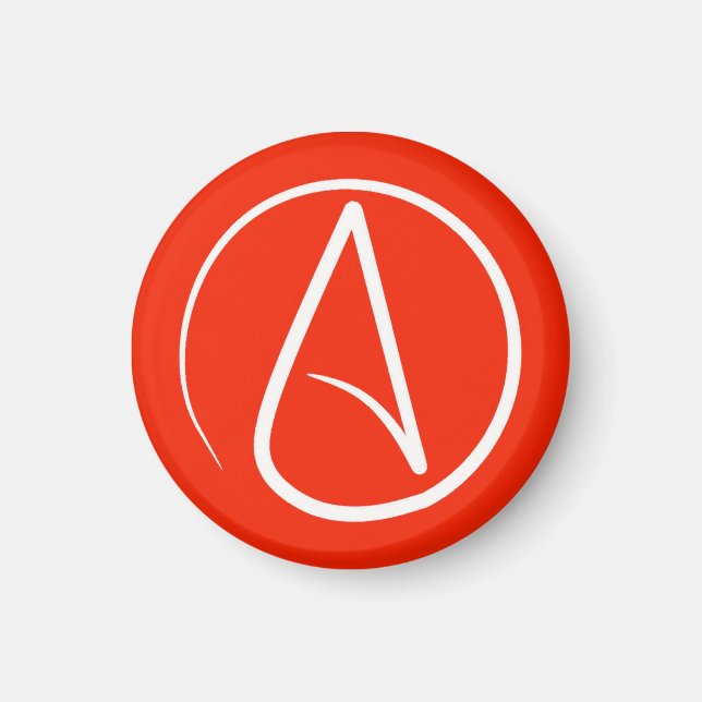 Atheist-Symbol: weiß auf rot Magnet (Vorne)