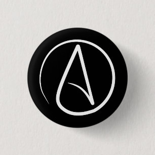 Atheist-Symbol: weiß auf schwarz Button