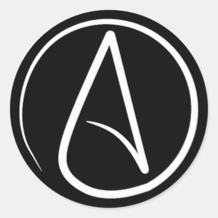 Atheist-Symbol: weiß auf schwarz Runder Aufkleber