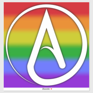 Atheist Symbol White over Rainbow Aufkleber