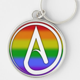 Atheist Symbol White over Rainbow Schlüsselanhänger