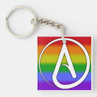 Atheist Symbol White over Rainbow Schlüsselanhänger