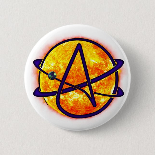 Atheisten-Symbol FlammensSun Button (Vorderseite)