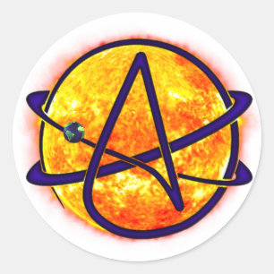 Atheisten-Symbol FlammensSun Runder Aufkleber