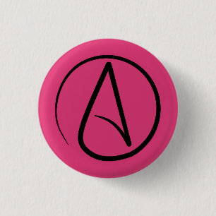 Atheistensymbol: schwarz auf Fuchsia Button