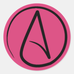Atheistensymbol: schwarz auf Fuchsia Runder Aufkleber