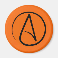 Atheistensymbol: schwarz auf Orange