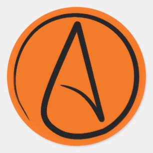 Atheistensymbol: schwarz auf Orange Runder Aufkleber