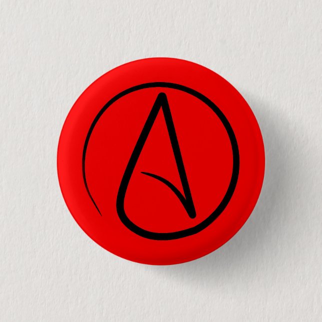 Atheistensymbol: schwarz auf rot button (Vorderseite)