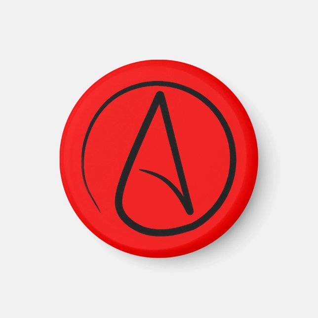Atheistensymbol: schwarz auf rot magnet (Vorne)