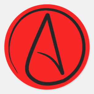 Atheistensymbol: schwarz auf rot runder aufkleber