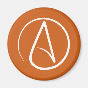 Atheistensymbol: weiß auf gebrannter Orange Magnet