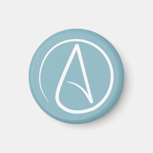Atheistensymbol: weiß auf grau-blau magnet (Vorne)