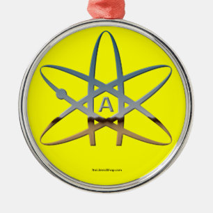 Atheistische Atom-Verzierungs-rundes gerahmtes Ornament Aus Metall
