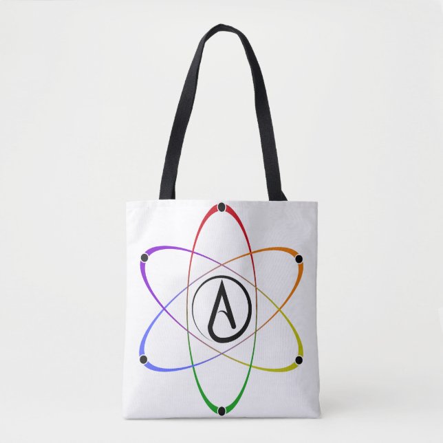 Atheistisches Atom Symbol Regenbogen (Vorderseite)
