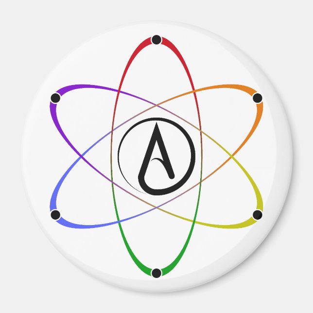 Atheistisches Atom Symbol Regenbogen Magnet (Vorne)
