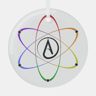 Atheistisches Atom Symbol Regenbogen Ornament Aus Glas