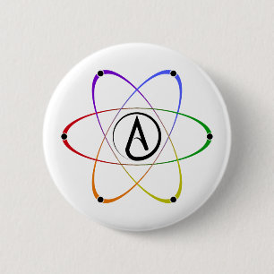 Atheistisches Atom Symbol Regenbogen Schwarz Button