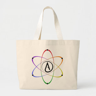 Atheistisches Atom Symbol Regenbogen Schwarz Jumbo Stoffbeutel