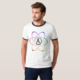 Atheistisches Atom Symbol Regenbogen Schwarz T-Shirt