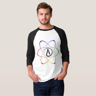 Atheistisches Atom Symbol Regenbogen Schwarz T-Shirt