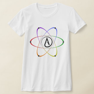 Atheistisches Atom-Symbol Regenbogen Schwarz T-Shirt